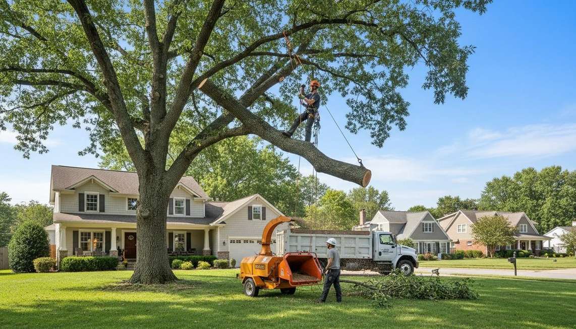 Tree removal in progress on a Boise property