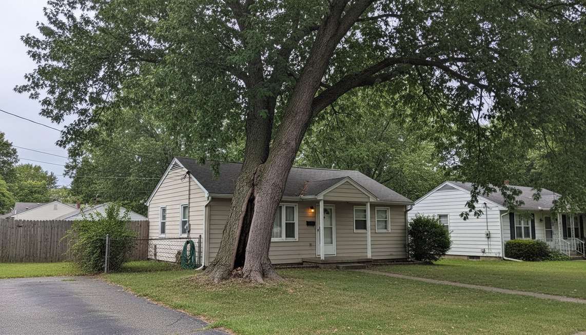 A large mature tree standing close to a Boise home, the kind worth having an arborist assess
